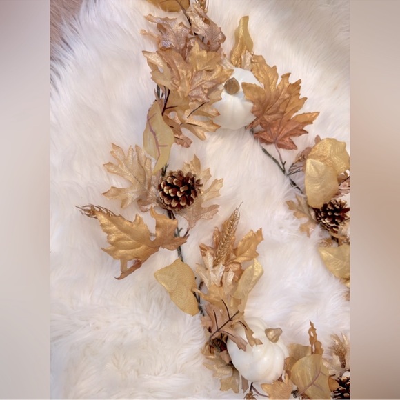 2 Champagne Gold Glitter Pine & Pumpkin Floral Sprays Christmas Tree Decoration - Picture 3 of 8